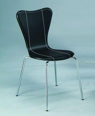 Metal Tube Legs Synthetic Leather Bentwood Triangular Dining Chair w/ Line